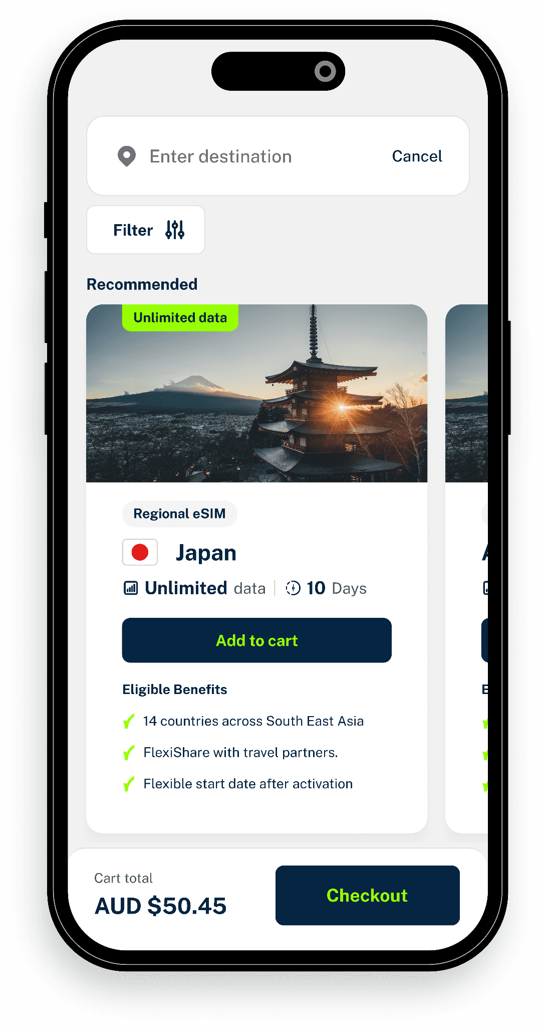 Flexiroam mobile app