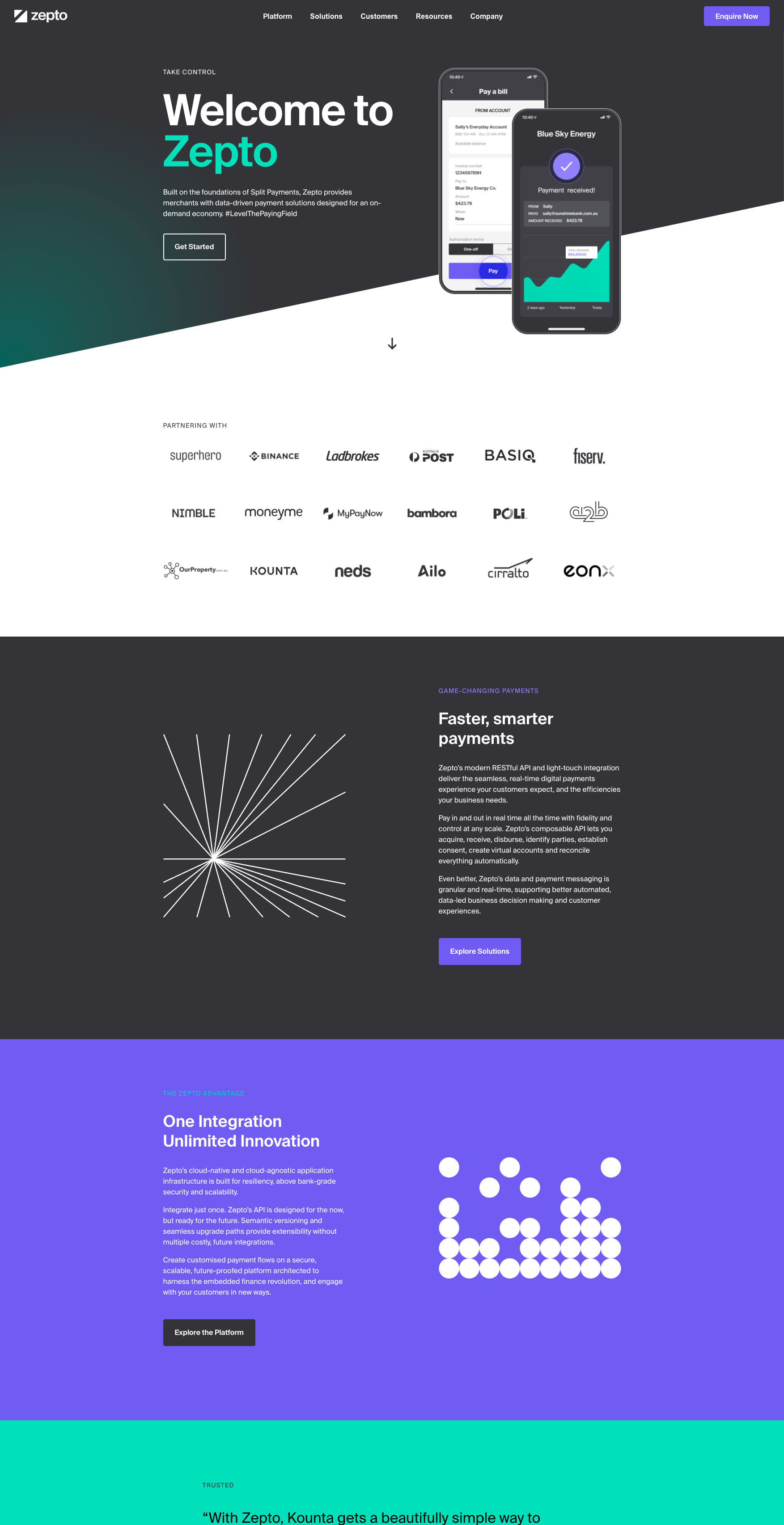 zepto home page